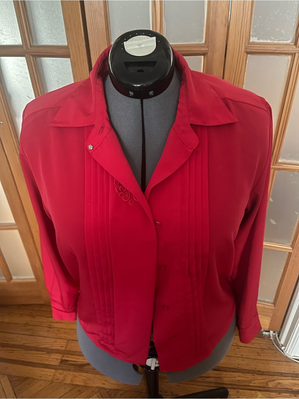 Vintage Yves St Clair Red Pleated Button down blouse